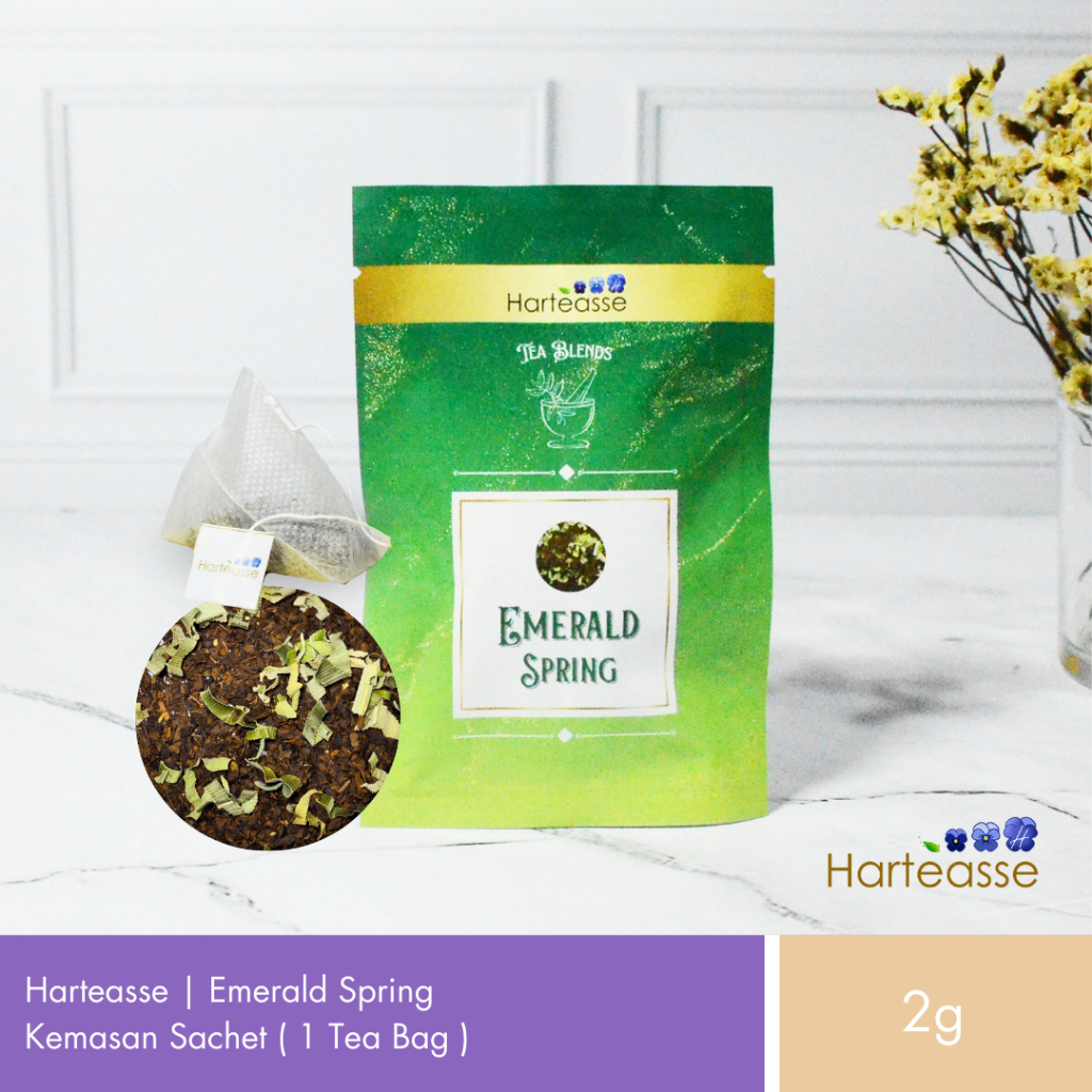 

Harteasse | Emerald Spring | Teh Hijau Jasmine dan Pandan | Kemasan Sachet | 1 Tea Bag (2gr)