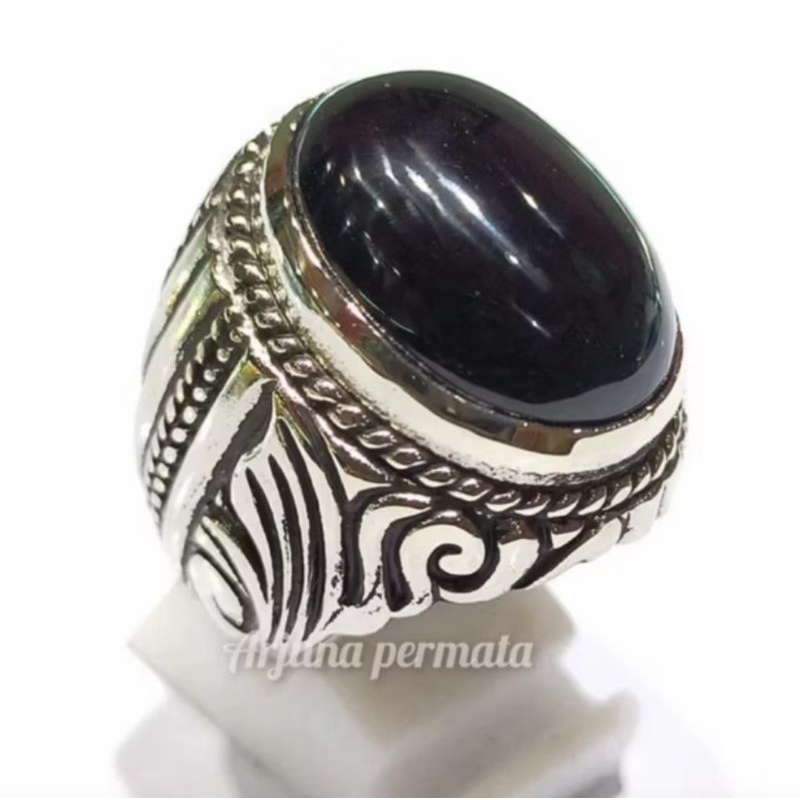 cincin batu akik alpaka yaman wulung natural - cincin pria