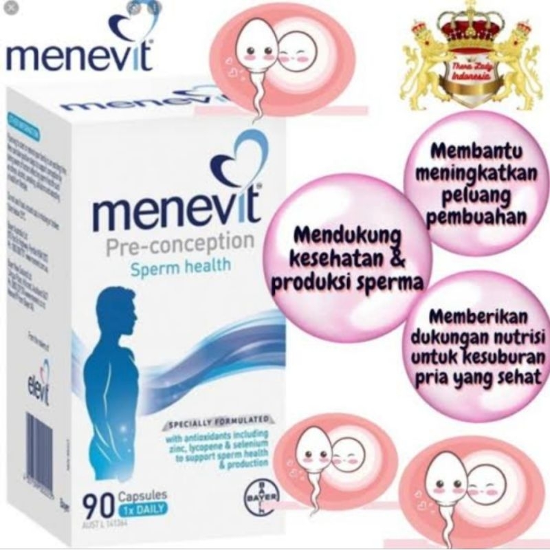 Menevit isi 90 -Menevit Male Fertility 90 CAPSULES - ELEVIT MEN Obat Penyubur Sperma Kandungan Asli 