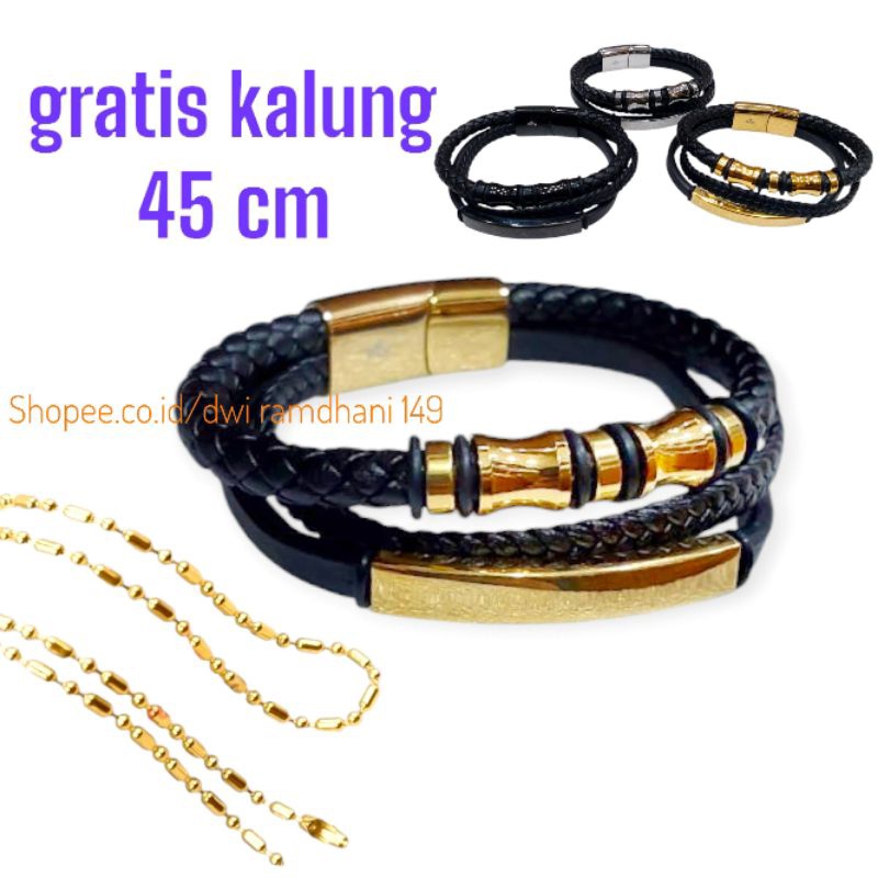 Gelang Kulit Pria Cowok Original Super Keren