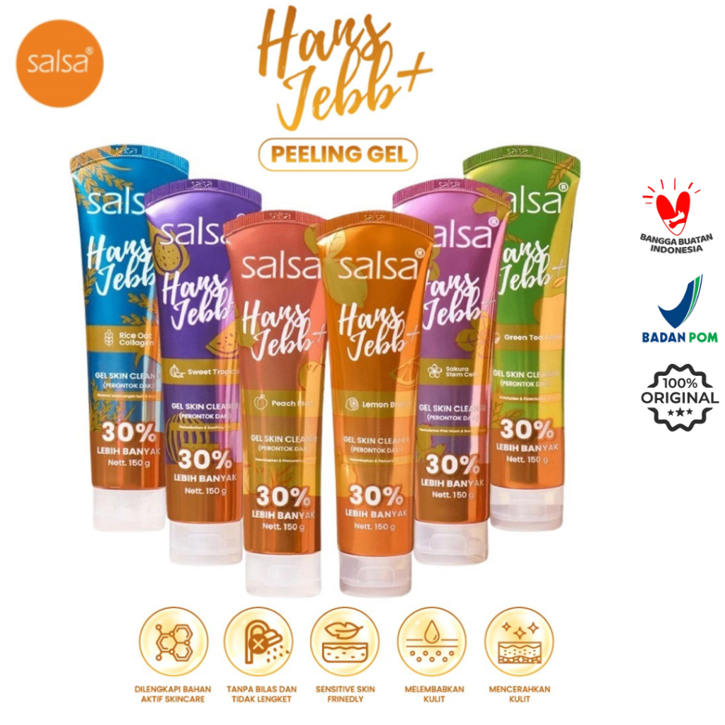 SALSA Hans Jebb + Peeling Gel - Isi Lebih Banyak 30% - Gel Skin Cleanser Eksfoliasi Perontok Daki Tu