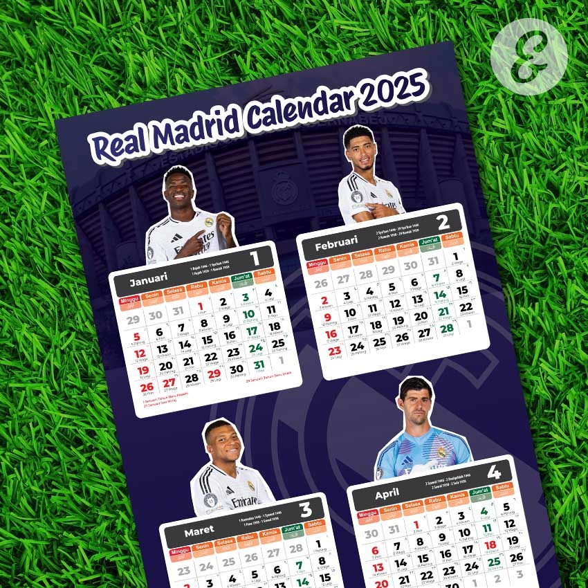 

Kalender Bola Tahun 2025 edisi Real Madrid - 4 Bulanan