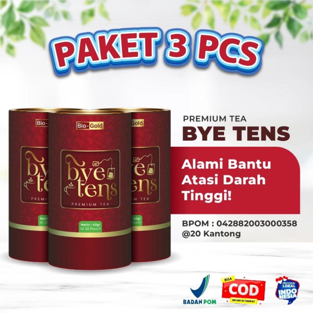 

3 Paket Kaleng Teh BYE TENS Bio Gold Bantu Menurunkan Tekanan Darah Mencegah Stroke Hipertensi BPOM