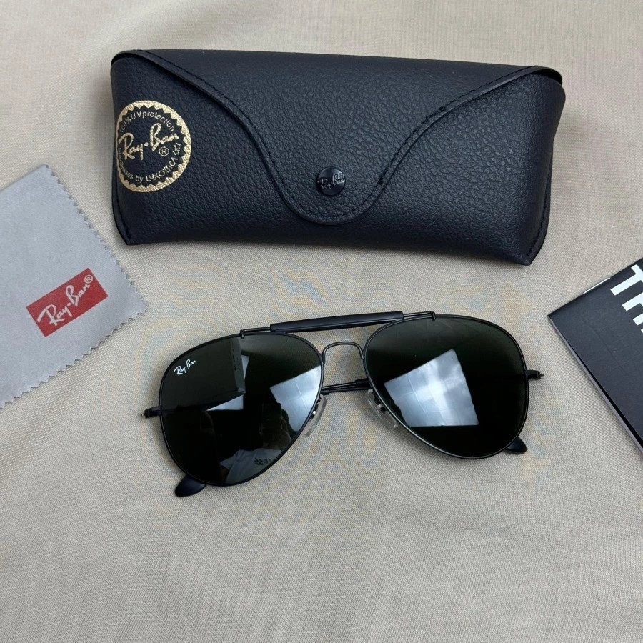 Kacamata Rayban Aviator Outdoorsman Black Size 62 Second Original