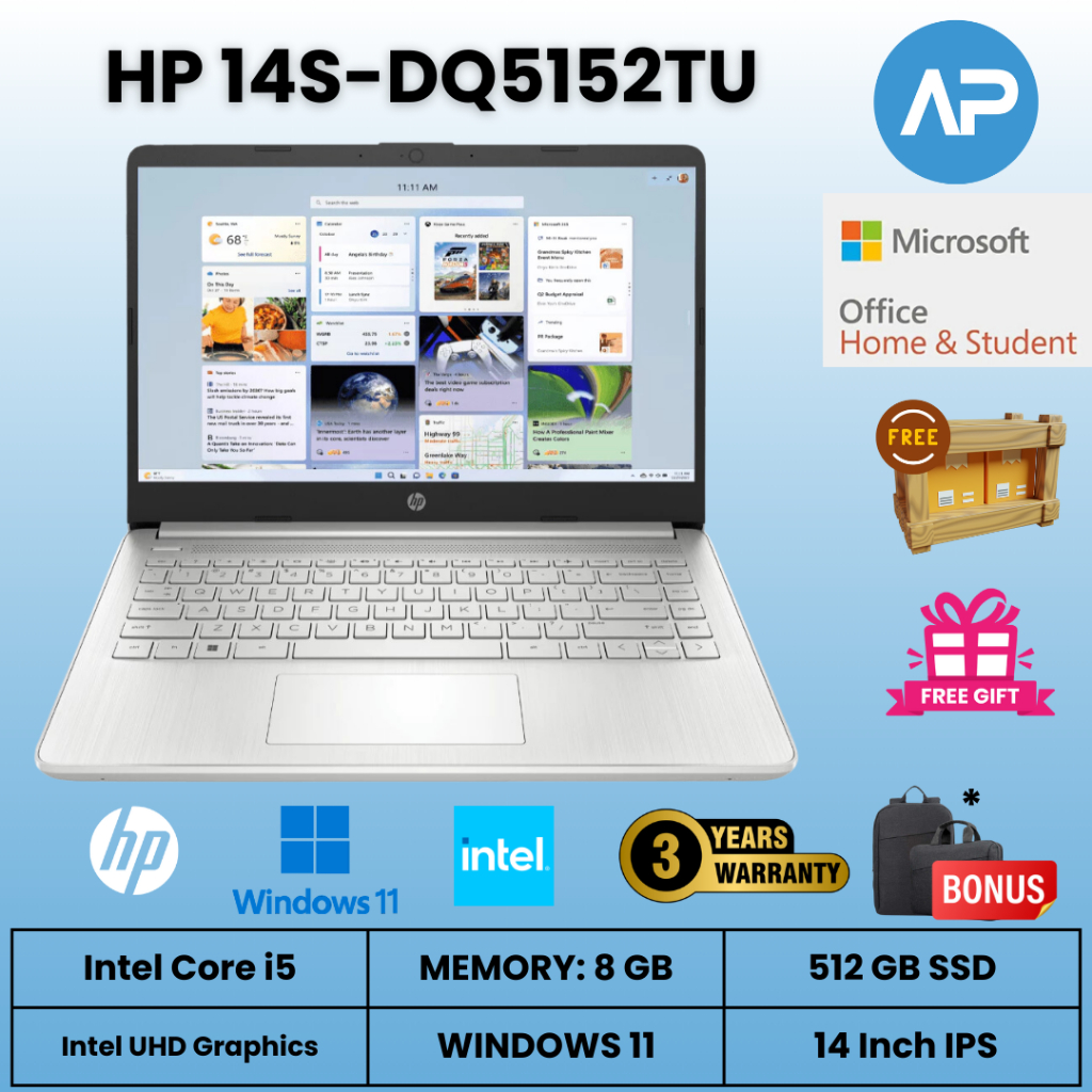 Laptop HP 14s Intel Core i5 - 8GB - 512GB SSD - 14" - Windows Original