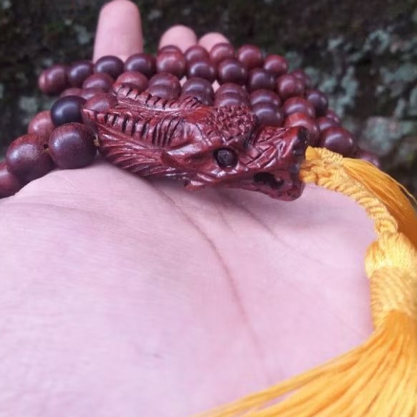 kalung tasbih kayu galih nogosari/nagasari kepala ukir naga