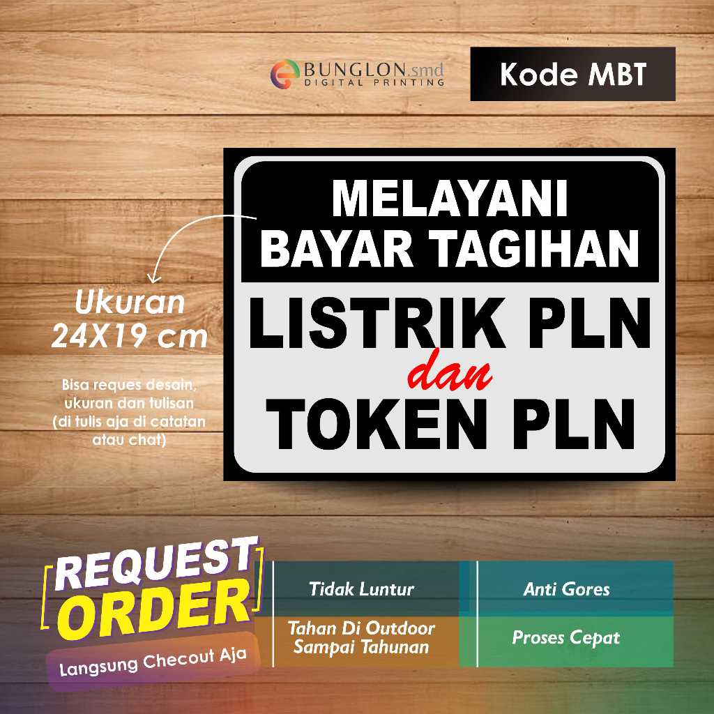 

STIKER MELAYANI BAYAR TAGIHAN LISTRIK PLN DAN TOKEN PLN + LAMINASI KODE MBT HIJAU