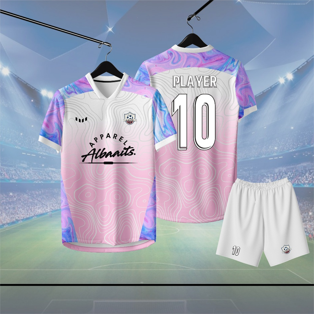 Jersey Futsal dan Jersey Sepakbola & Futsal Liquid Pink ALBAAITS Full Printing