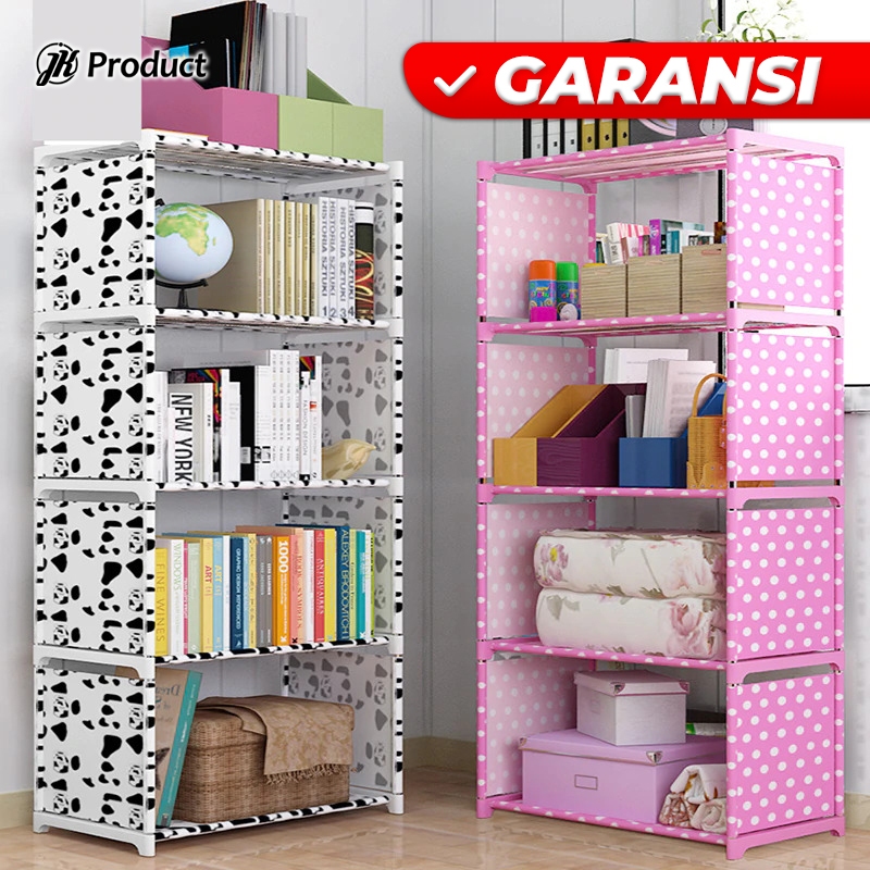 Rak Buku 5 Susun Portable Lemari Penyimpanan Barang Serbaguna