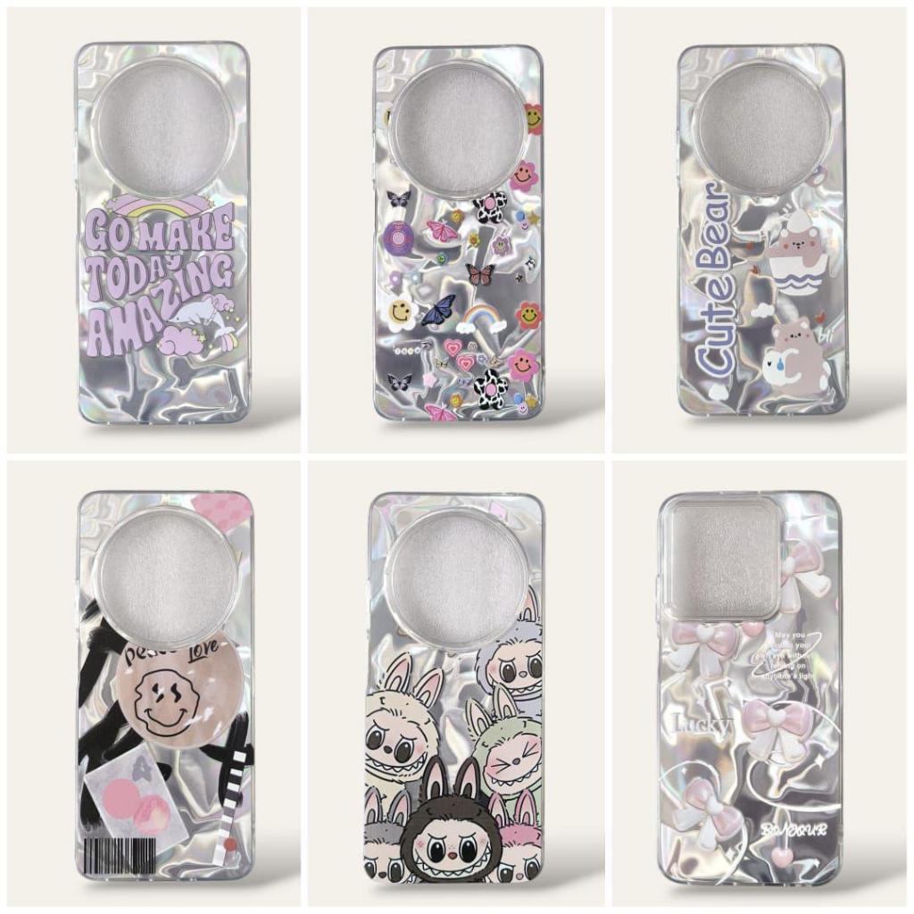 CASE HOLOGRAM CORAK PUTIH FEATHER FULLCOVER CASE [ REALME C2 / C33 / C51 / C53 / C61  / C63  / C65 /