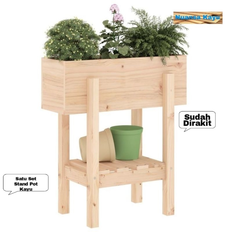 Stand Pot Kayu Jati Belanda/ Pot Kayu Hias Minimalis