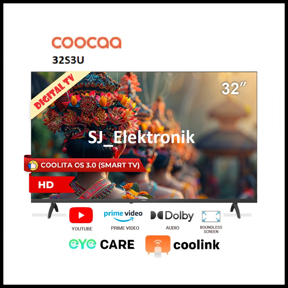 (KHUSUS LUAR KOTA) LED TV CooCaa 32 Inch 32S3U HD SmartTV DVB-T2