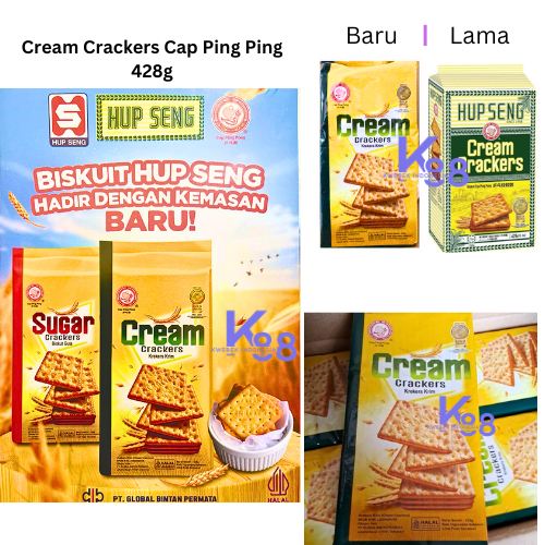 

Biskuit Hup Seng / HupSeng Sugar / Cream crackers Cap Ping Pong 428g PACKING BARU