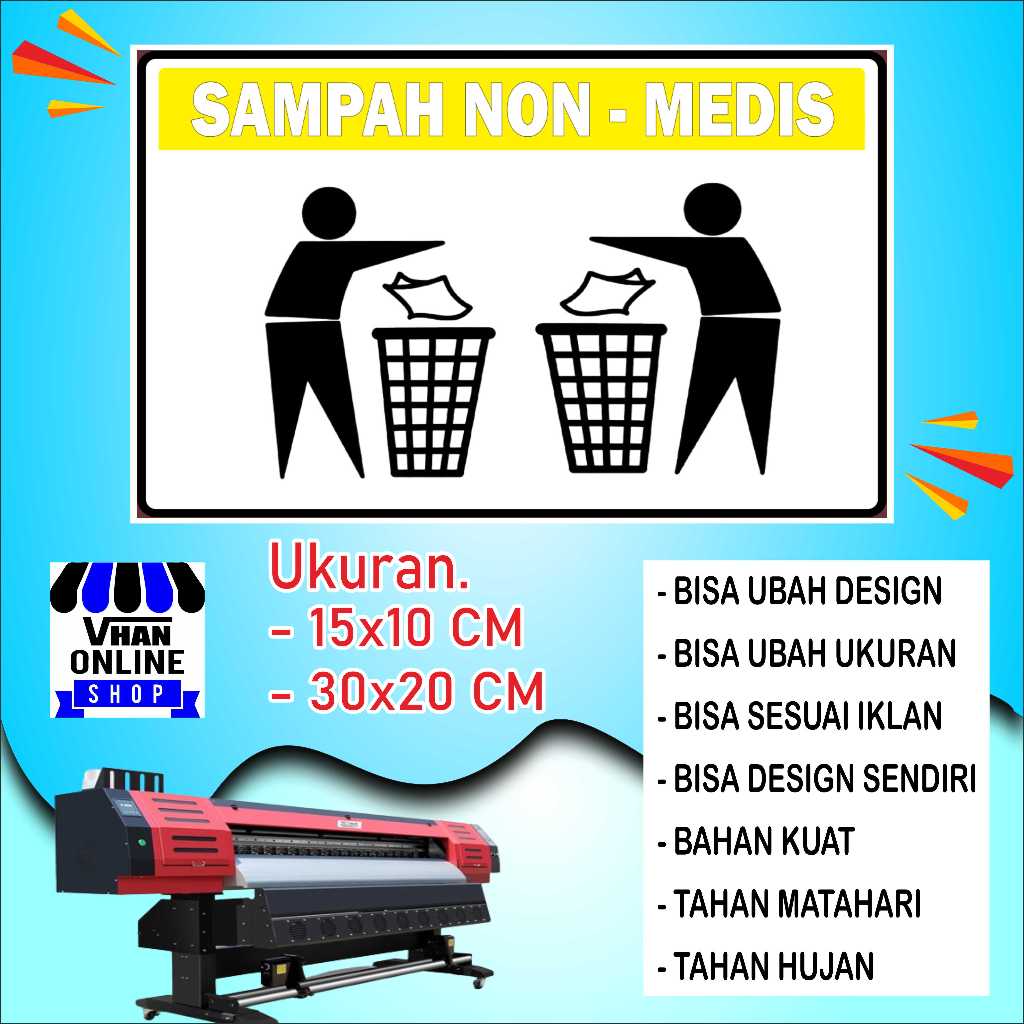 

Cetak Sticker Untuk Tempat Sampah Non Medis Bahan Glosy Kuning