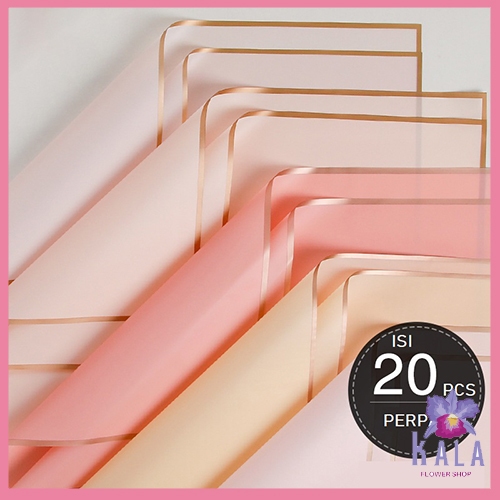 

20 Lembar Kertas Bunga Buket List Gold Color Flower Wrapping Paper List Gold Cellophane KB10
