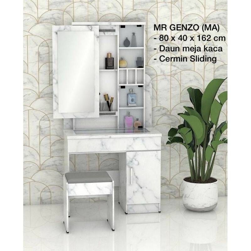 meja lemari hias rias toilette kaca sliding meja transparan kaca