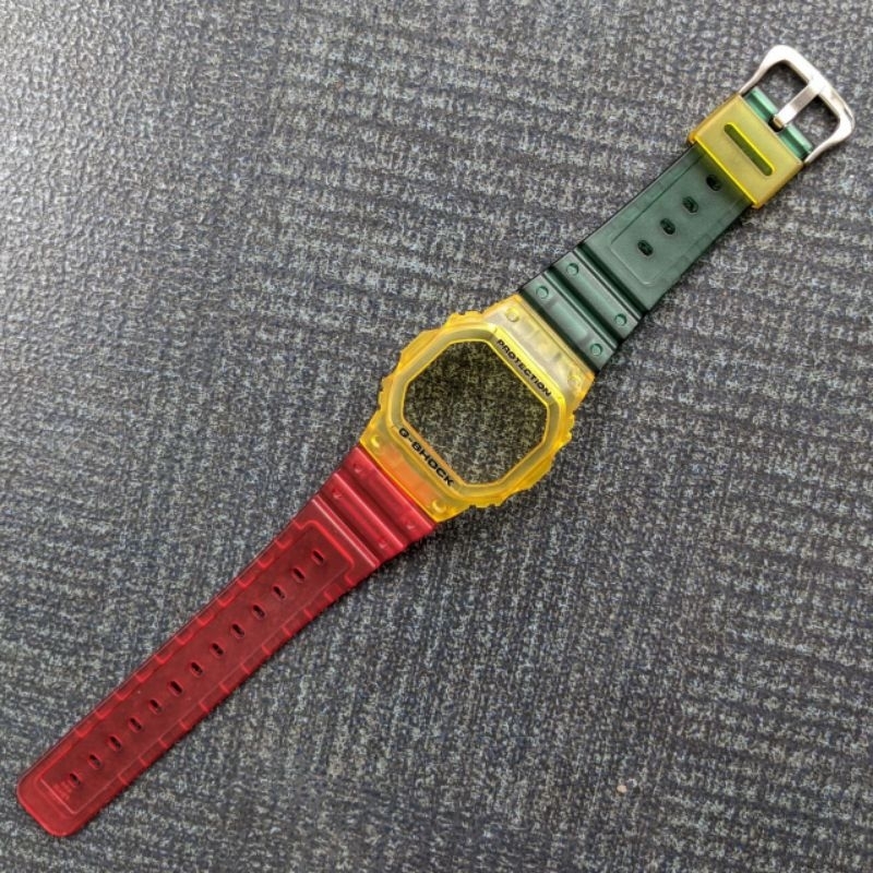 STRAP BEZEL BESEL CASIO GSHOCK DW 5600 GWX GRX GB 5600 GW 5000 JELLY DOFF MATTE RASTAFARA