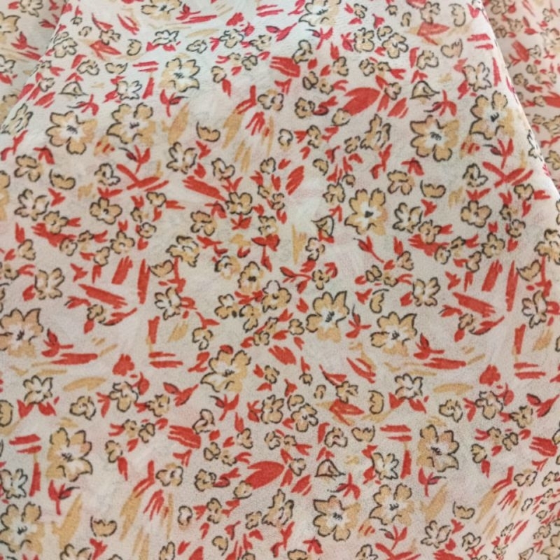 kain sifon motif bunga kecil - kain sifon motif - kain sifon motif warna merah - ct