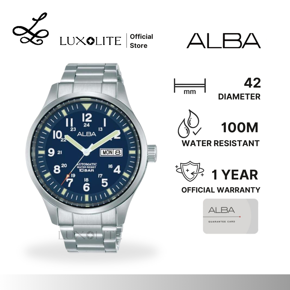 [Luxolite] ALBA Jam Tangan Pria AL4211/AL4211X1 Automatic Blue Dial Stainless Steel