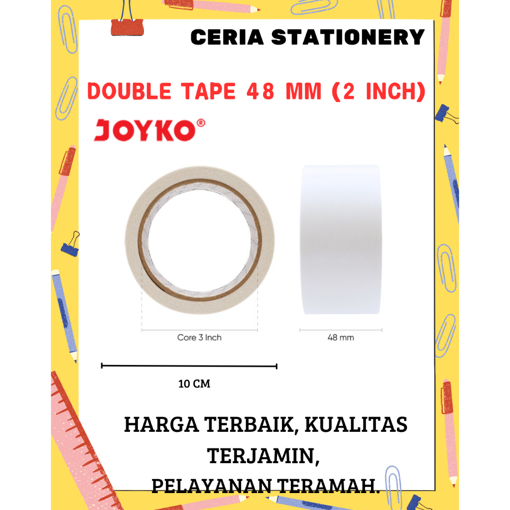 

Double Tape Joyko Lebar 48 mm x 15 yard / Double Tape 2 Inch / Dobel Tip Besar / Doubel Tape 5 Cm