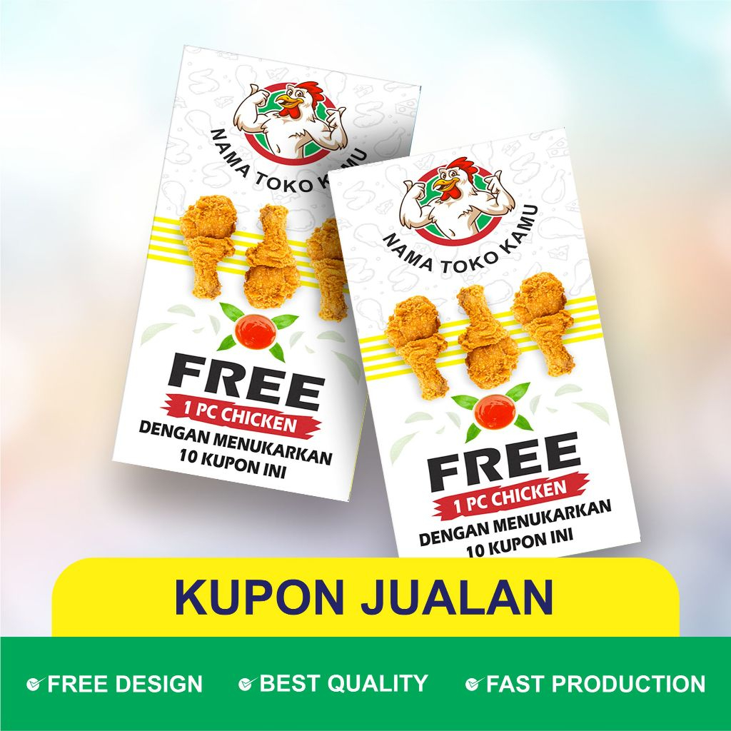 Kupon Fried Chicken Custom | Kartu Jualan Fried Chicken
