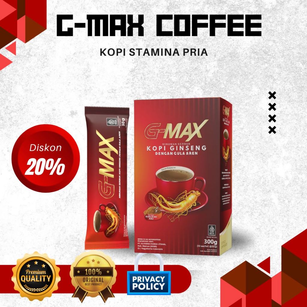 

G-MAX Kopi Ginseng Dengan Gula Aren untuk Stamina Pria Dewasa Kuat Tahan Lama