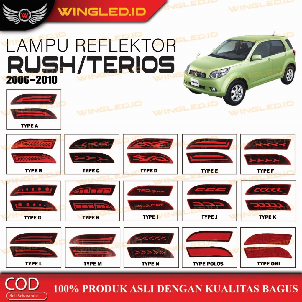 LAMPU REFLEKTOR BUMPER BELAKANG RUSH TERIOS LAMA 2006 2007 2008 2009 2010 AKSESORIS MOBIL