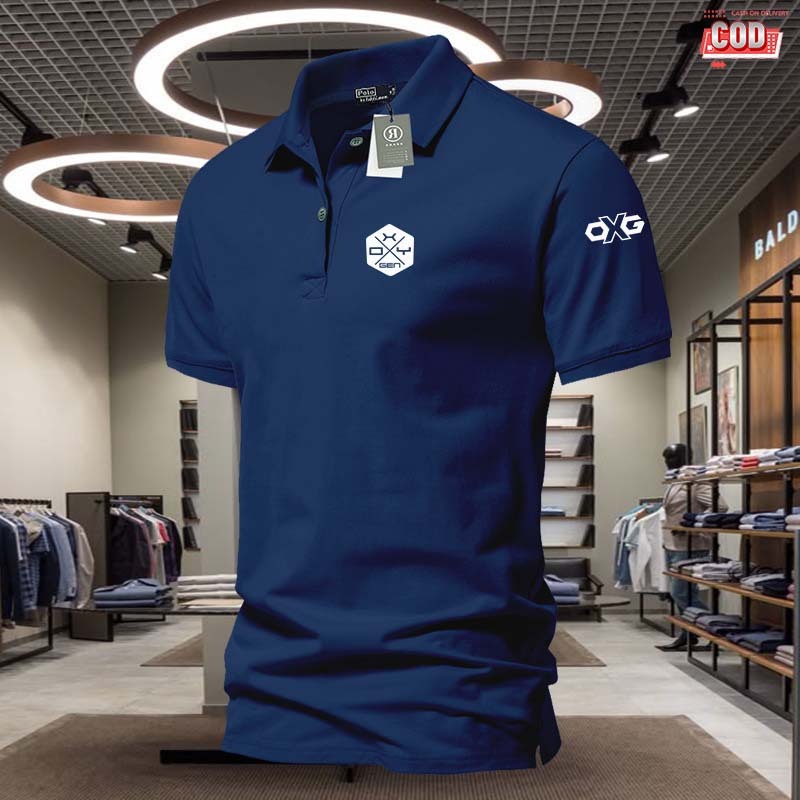 Kaos Polo Pria Kerah / Polo shirt Pria Oxygen Logo Kiri Plus Lengan Putih / Kaos Kerah Seragam