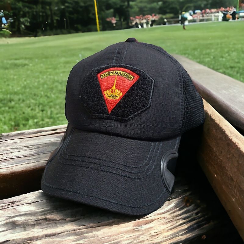 Topi coak punisher KORPS MARINIR - Topi coak hitam logo KORPS MARINIR