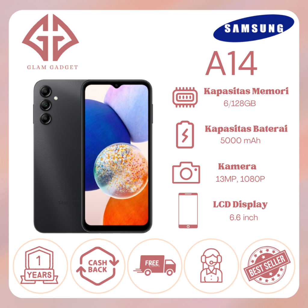 HP Samsung Galaxy A14 4G 6G /128 GB GARANSI 1 TAHUN