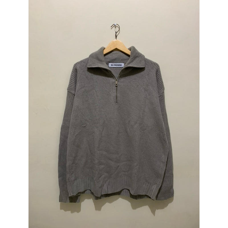 Halfzip Knit High Collar Sweater by BLONDNINE