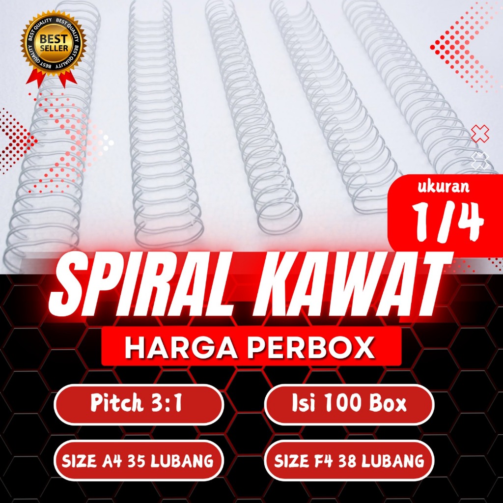 

perbox Ring Kawat Spiral Jilid 1/4 Pitch 3:1 - 1 Box isi 100pcs Paling_Murah