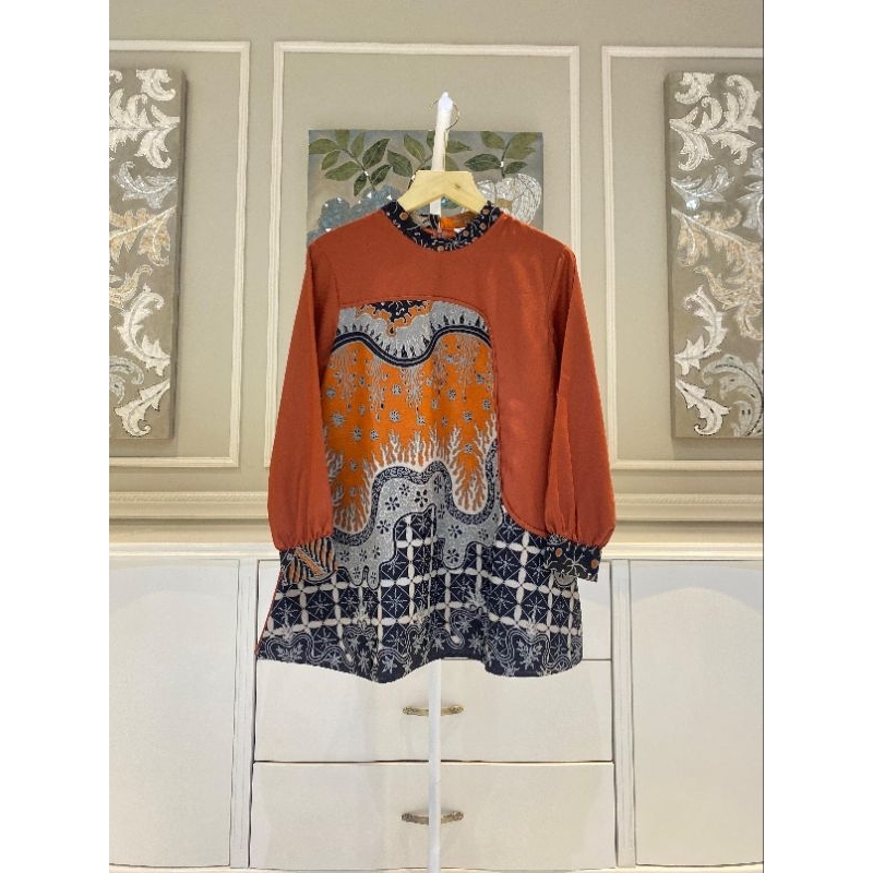 Kemeja batik wanita atasan blouse motif batik cantikk bahan Toyobo mix batik ukuran s m l xl ld 100 