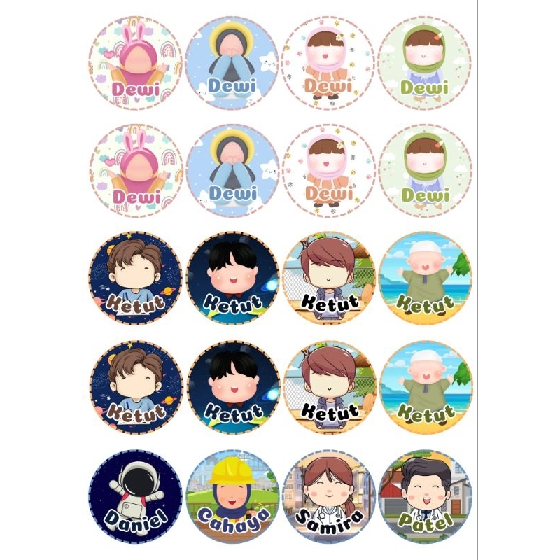

Stiker nama bulat isi 20 Pcs