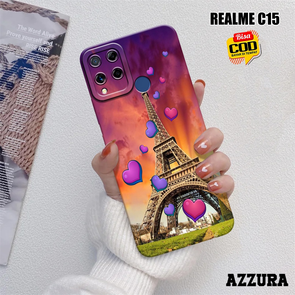 AZZURA - Case Realme C15 - Fashion Case Paris - Softcase Realme C15 - Casing Hp Realme C15 - Kasing 