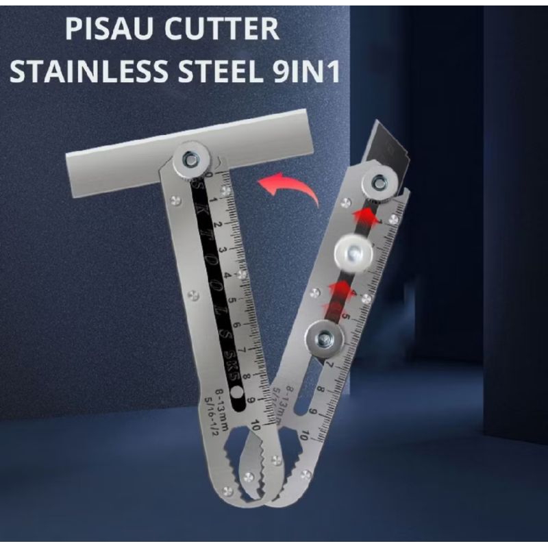 

pisau cutter stainless 9in1 multifungsi