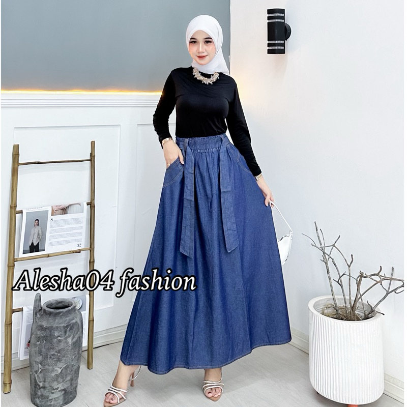 ROK JEANS JUMBO WANITA SOFT JEANS / ROK JEANS WANITA JUMBO TALI