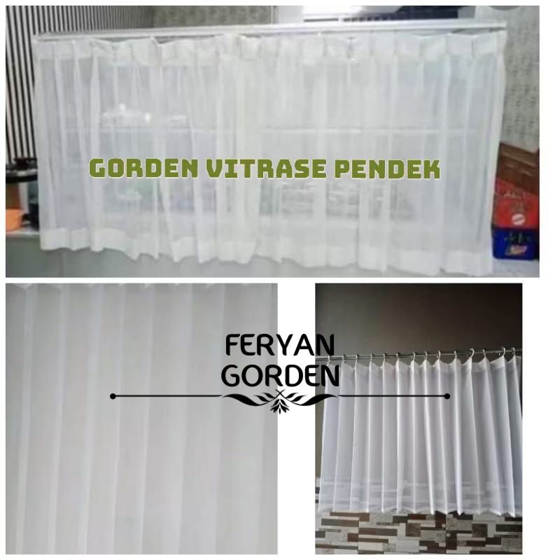 Gorden Vitrase Putih Polos Pendek 50cm Hordeng Jendela Pintu Minimalis