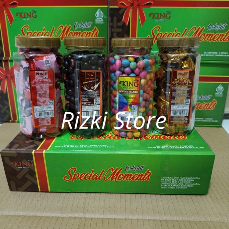

Cokelat spesial moment d'KiNG 1 kardus isi 4 Toples Coklat mix