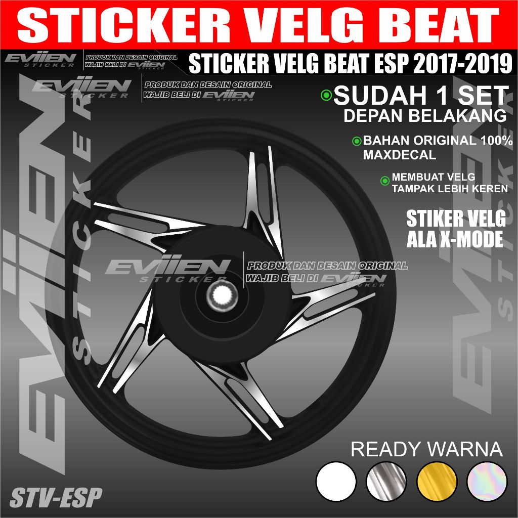 STICKER VELG ALA X-MODE MOTOR BEAT ESP TAHUN 2017 2018 2019 ELEGANT LIST VELG CUTTING STICKER