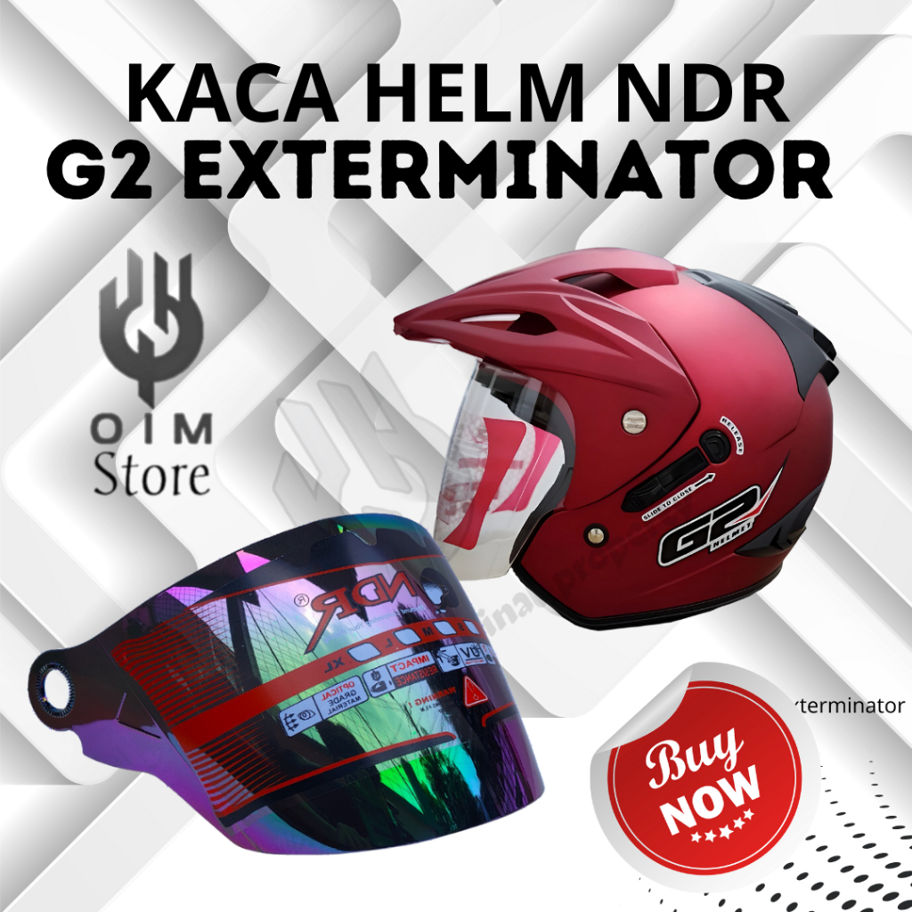 Kaca Helm G2 EXTERMINATOR NDR - Visor Warna Hitam-Bening untuk Berbagai Jenis Helm ndr