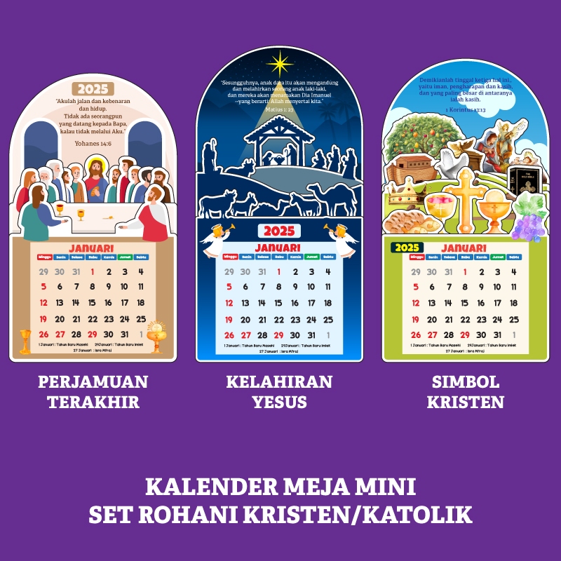 

Kalender meja mini set rohani kristen katolik