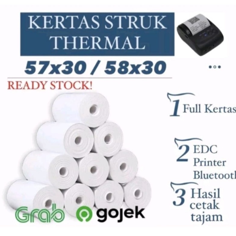 

fw Terkini Kertas struk kasir printer thermal 5857x3mm full paket 1 dus isi 1 pcs J92