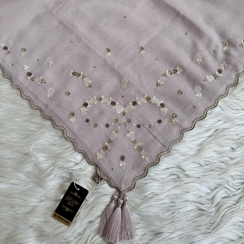 SEGIEMPAT MEWAH PARIS BORDIR PAYET ISMA ORIGINAL BY R 139 HIJAB // HIJAB PARIS BORDIR PAYET ORIGINAL