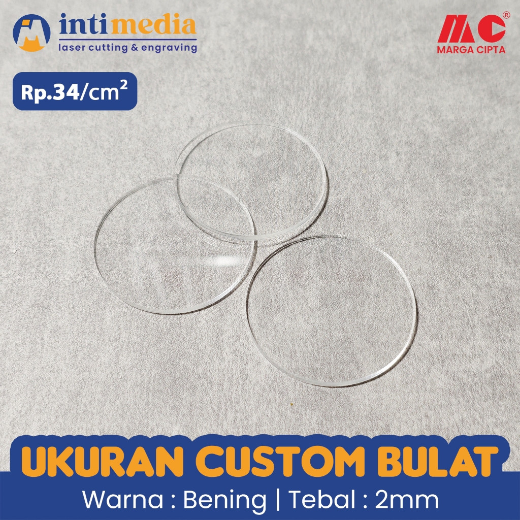 

Bahan Akrilik 2mm BENING Ukuran Custom Bulat