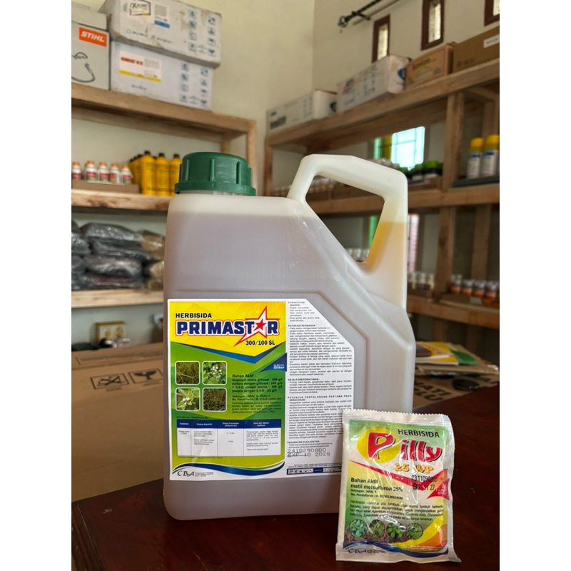 HERBISIDA PRIMASTAR 300/100 SL (5 Liter) Sistemik Purna Tumbuh + bonus bubuk PILLY 25 WP ukuran besa