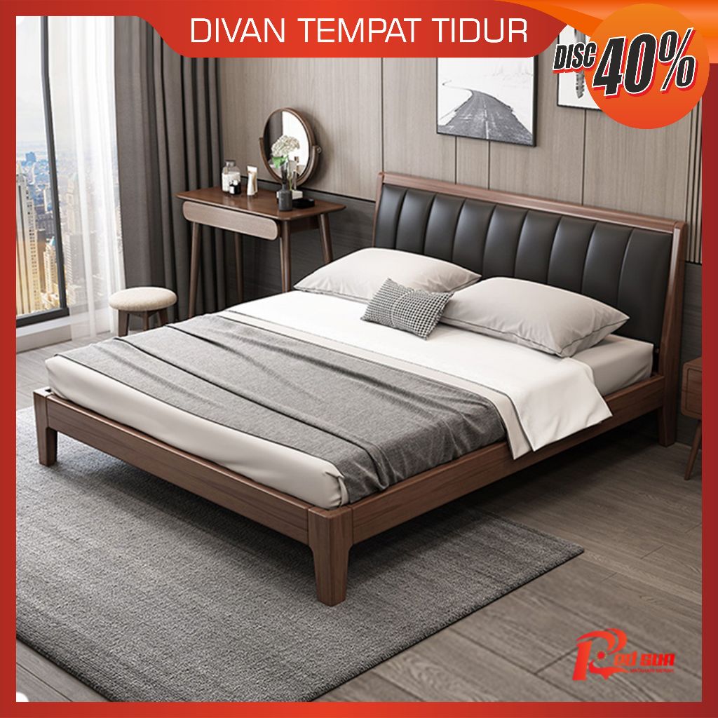 Red Sun Bed Dipan / Divan Tempat Tidur Mebel Modern Minimalis Kayu Solid