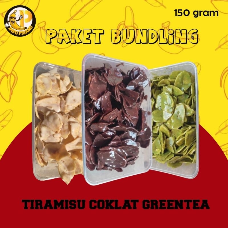 

3 box keripik pisang lumer cokelat+matcha+tiramisu