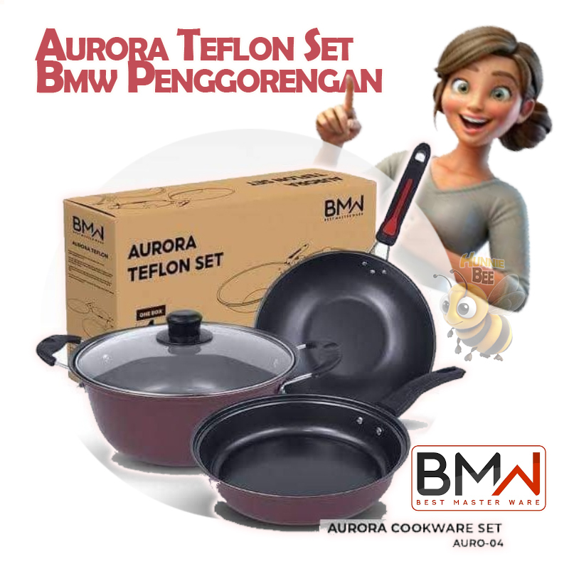 Panci Aurora Set 3 Pcs Teflon Anti Lengket