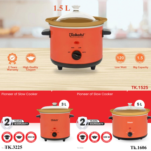 ELEK91 TAKAHI SLOW COOKER 0,7 LITER /  TAKAHI SLOW COOKER ELECTRICAL  CROCKERY POT 1.5 LITER / 3 LIT